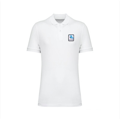 White Blackpeuf polo organic cotton – premium polo with decorative mountain motif