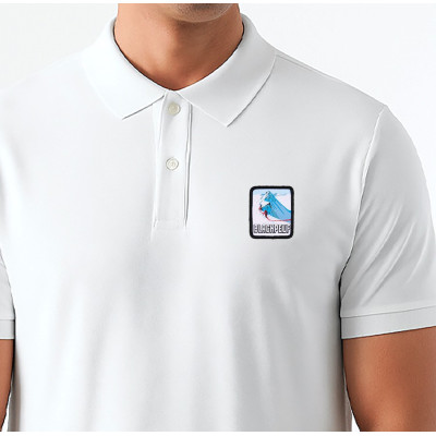 White Blackpeuf polo organic cotton – premium polo with decorative mountain motif