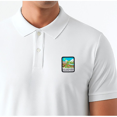 Polo blanc Blackpeuf coton bio – polo haut de gamme avec motif décoratif montagne Polo blanc Blackpeuf coton bio – polo haut de gamme avec motif décoratif montagne