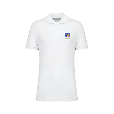 White Blackpeuf polo organic cotton – premium polo with decorative mountain motif