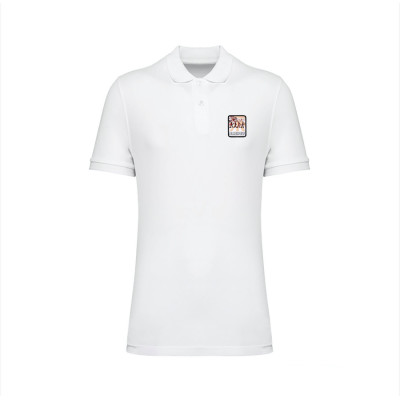 Polo blanc Blackpeuf coton bio – polo haut de gamme avec motif décoratif montagne Polo blanc Blackpeuf coton bio – polo haut de gamme avec motif décoratif montagne