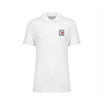 White Blackpeuf polo organic cotton – premium polo with decorative mountain motif