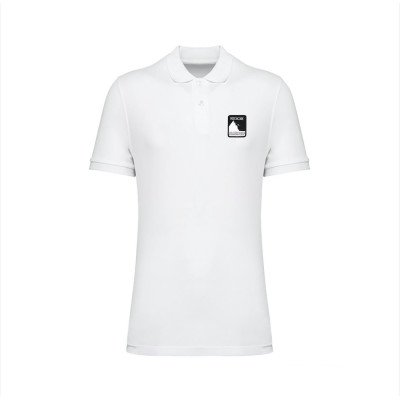 White Blackpeuf polo organic cotton – premium polo with decorative mountain motif