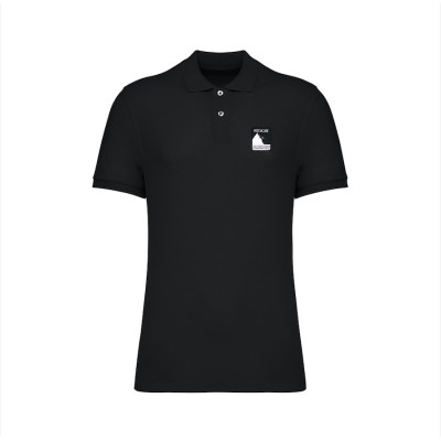 Black Blackpeuf polo 100% organic cotton – chic style with illustrated mountain design
