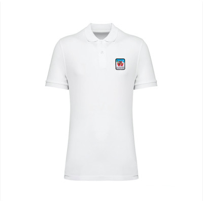 Polo blanc Blackpeuf coton bio – polo haut de gamme avec motif décoratif montagne Polo blanc Blackpeuf coton bio – polo haut de gamme avec motif décoratif montagne