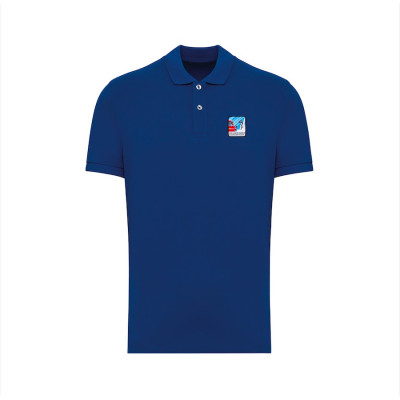 Blue Blackpeuf polo in organic cotton – mountain fashion with iconic illustrated patch