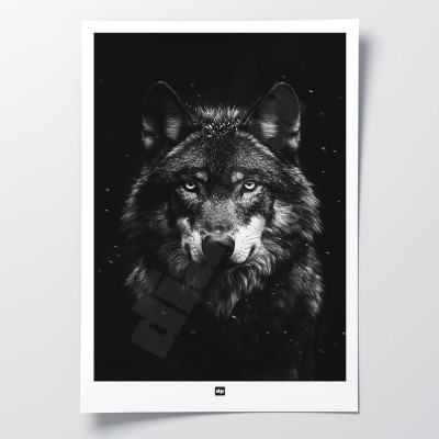 Schwarz-Weiß-Poster, minimalistische Fotografie, Design-Wanddekoration eines Wolfs für moderne Innenräume. Schwarz-Weiß-Poster, minimalistische Fotografie, Design-Wanddekoration eines Wolfs für moderne Innenräume.