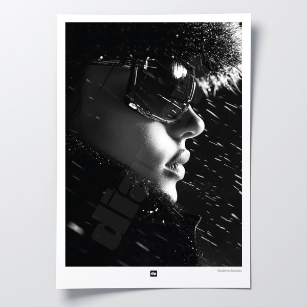 Schwarz-Weiß-Poster, minimalistische Fotografie, Wanddekoration einer Skifahrerin für moderne Innenräume - Diapow