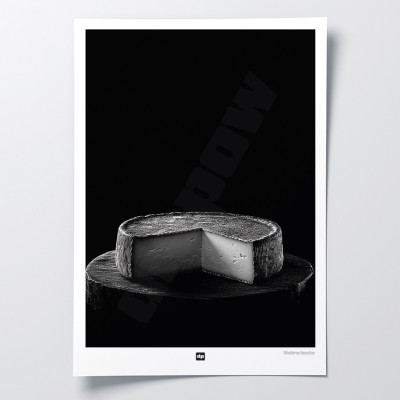 Affiche noir et blanc, photographie d'une tomme savoyarde pour décoration murale design et moderne.