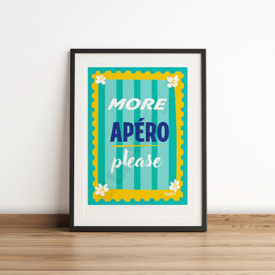Poster Les Timbrés Blackpeuf More Apéro – poster colorato e divertente per una decorazione murale originale