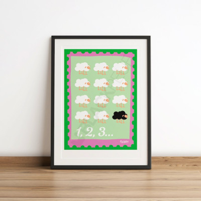 Poster Les Timbrés Blackpeuf Mouton umoristico sul tema contare le pecore prima di addormentarsi