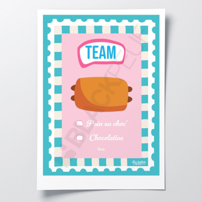 Poster Les Timbrés Blackpeuf Pain chocolatine ou chocolat – poster colorato e divertente per una decorazione originale