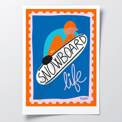Affiche Les Timbrés Blackpeuf Snowboard Life – poster coloré humoristique pour décoration murale