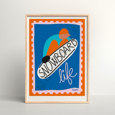 Affiche Les Timbrés Blackpeuf Snowboard Life – poster coloré humoristique pour décoration murale