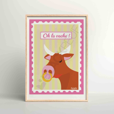 Affiche Les Timbrés Blackpeuf Oh la vache – poster coloré humoristique pour décoration intérieure