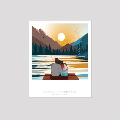 POSTKARTE AMOUREUX DU PONTON