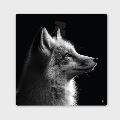 Black and white painting, minimalist photograph, designer wall decoration featuring a fox for modern interiors. Black and white painting, minimalist photograph, designer wall decoration featuring a fox for modern interiors.