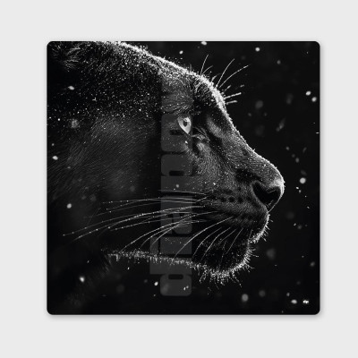 Black and white painting, minimalist photograph, designer wall decoration featuring a black panther for modern interiors. Black and white painting, minimalist photograph, designer wall decoration featuring a black panther for modern interiors.