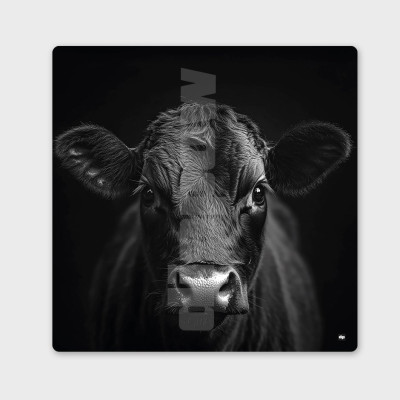 Quadro in bianco e nero, fotografia minimalista, decorazione murale di design raffigurante una mucca nera per interni moderni. Quadro in bianco e nero, fotografia minimalista, decorazione murale di design raffigurante una mucca nera per interni moderni.