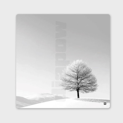 Photo noir et blanc d’un arbre gelé au cœur d’un paysage enneigé. Tableau murale design d'hiver pour décoration design. Photo noir et blanc d’un arbre gelé au cœur d’un paysage enneigé. Tableau murale design d'hiver pour décoration design.