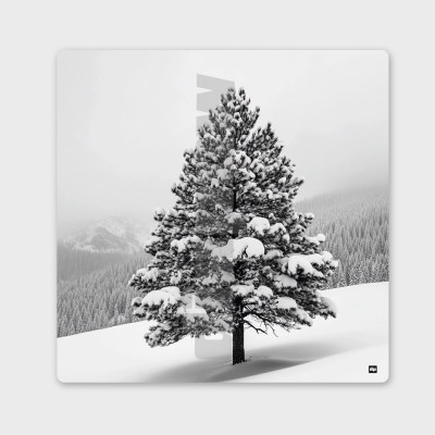 Photo noir et blanc d’un sapin dans un paysage enneigé à la montagne. Tableau murale d'hiver design et moderne. Photo noir et blanc d’un sapin dans un paysage enneigé à la montagne. Tableau murale d'hiver design et moderne.