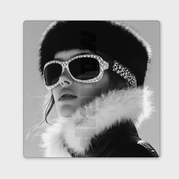 Tableau noir et blanc, photographie minimaliste, décoration murale design d'une skieuse chic pour intérieur moderne – Diapow
