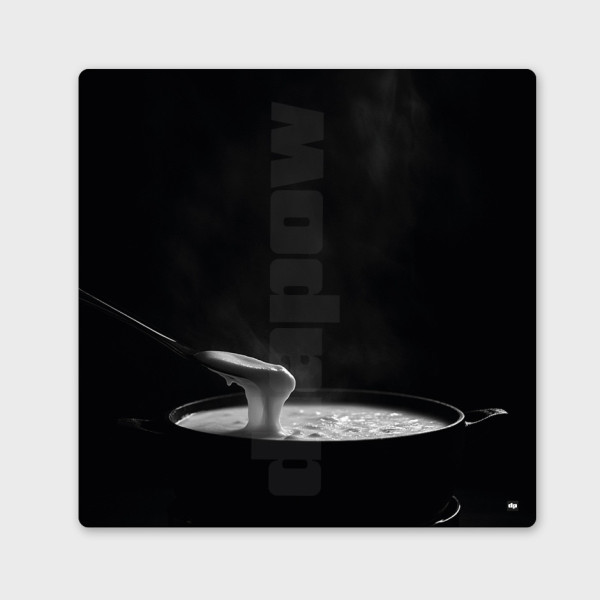 Schwarz-Weiß-Gemälde, Fotografie eines Fondue Savoyarde als moderne Design-Wanddekoration.
