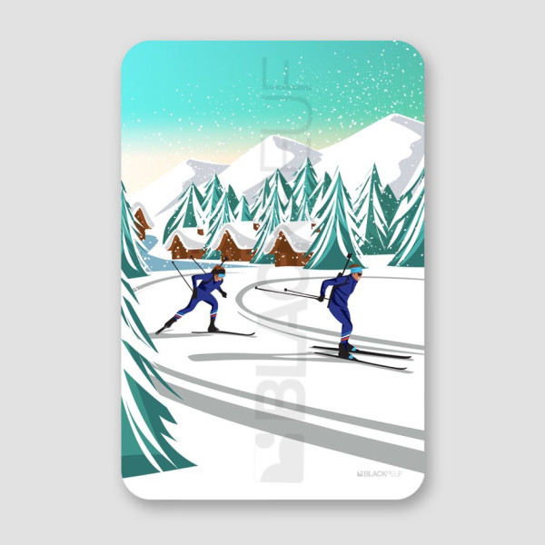 Stef Blackpeuf Biathlon painting in bright, clear colours, perfect for modern, designer décor.