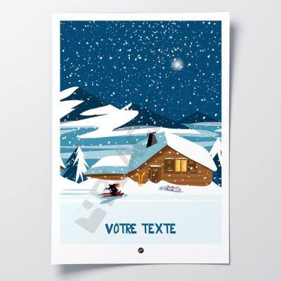 Wall poster of a ski resort at night, with starry sky and clouds, for decoration. Wall poster of a ski resort at night, with starry sky and clouds, for decoration.