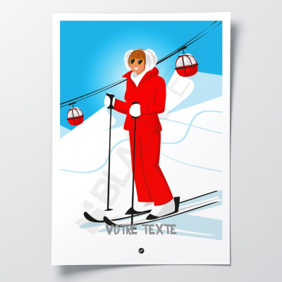 Gigi wall poster, Marie-Anne Chazel skiing. Humour star known for red and blue skiing for modern decoration. Gigi wall poster, Marie-Anne Chazel skiing. Humour star known for red and blue skiing for modern decoration.