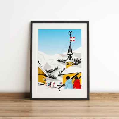 Affiche d'une station d'autrefois aux couleurs vives et claires, parfait pour une décoration moderne et design. Affiche d'une station d'autrefois aux couleurs vives et claires, parfait pour une décoration moderne et design.
