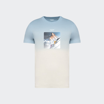 T-shirt Blackpeuf tie and dye bleu unisexe en coton bio – Illustration montagne d'alpinistes gravissant un sommet T-shirt Blackpeuf tie and dye bleu unisexe en coton bio – Illustration montagne d'alpinistes gravissant un sommet