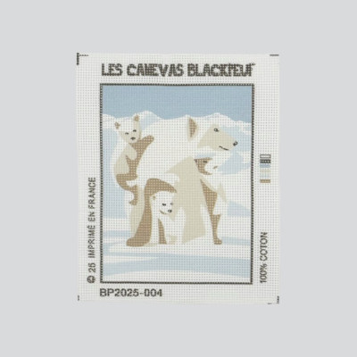 Blackpeuf mountain embroidery kit – polar bear mum with her babies in shades of blue and white