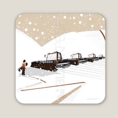 Tableau mural dameuse vs peuf dans la neige pour les pistes de ski blanc et beige pour la décoration. Tableau mural dameuse vs peuf dans la neige pour les pistes de ski blanc et beige pour la décoration.