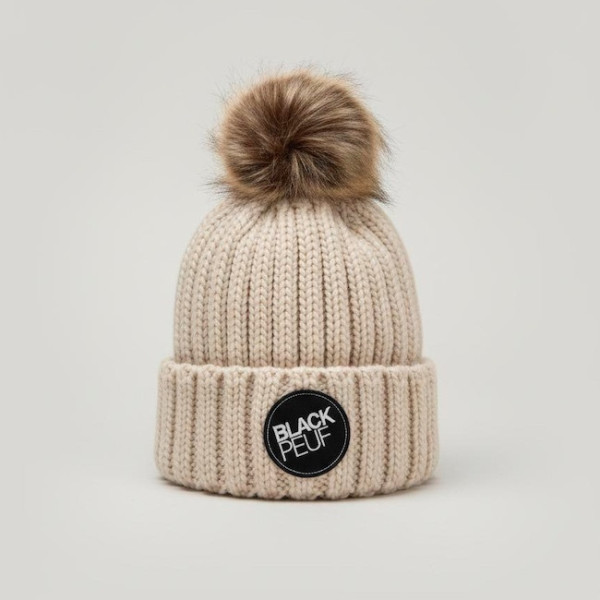 CUFFIA CON POMPON – COLORE BEIGE