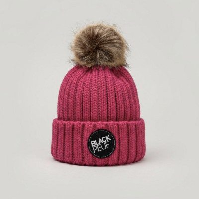 Berretto con pompon fucsia montagna – Berretto invernale colorato | Blackpeuf
