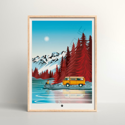 Découvrez les affiches BLACKPEUF | Illustration Montagnes colorés pour votre déco