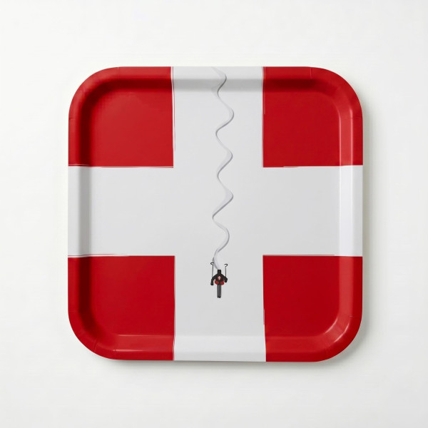 Küchenbrett aus Holz von Blackpeuf mit farbenfroher Illustration einer Savoyer Flagge.