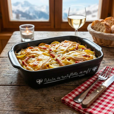 Piatto per tartiflette in ceramica rossa prodotto in Savoia