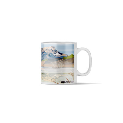 Mug à café avec une illustration représentant le lac de Saint André devant la montagne du Granier.