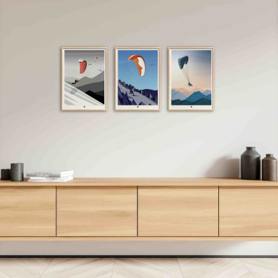 Affiche murale d’un parapente dans les airs près des montagnes pour la décoration