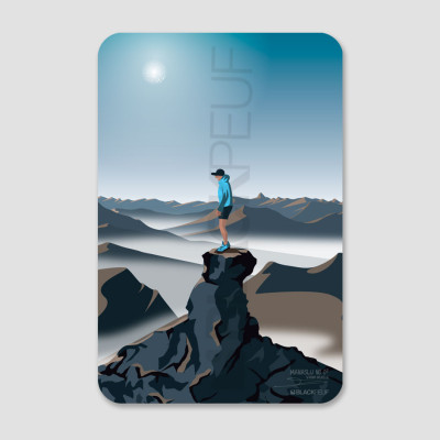 Tableau mural Vadim rocher au sommet dans montagnes marron et bleu pour la décoration. Tableau mural Vadim rocher au sommet dans montagnes marron et bleu pour la décoration.