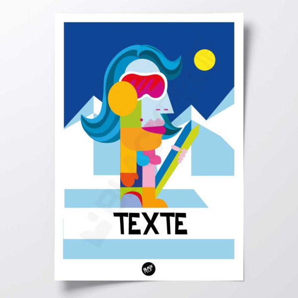 Affiche murale picaski femme dessin bleu pour la décoration.