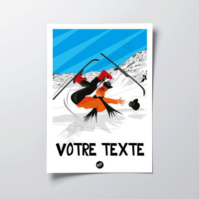 Affiche murale la chute au ski humour station pour la décoration. Affiche murale la chute au ski humour station pour la décoration.