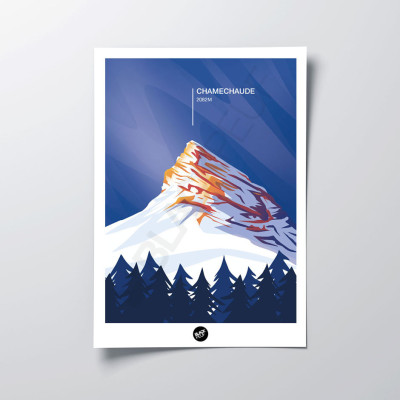 Affiche murale chamechaude mont altitude montagne bleu et violet pour la décoration. Affiche murale chamechaude mont altitude montagne bleu et violet pour la décoration.