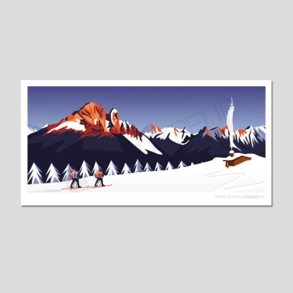 Cartes postales Polaroïd et Panoramique BLACKPEUF souvenir des alpes