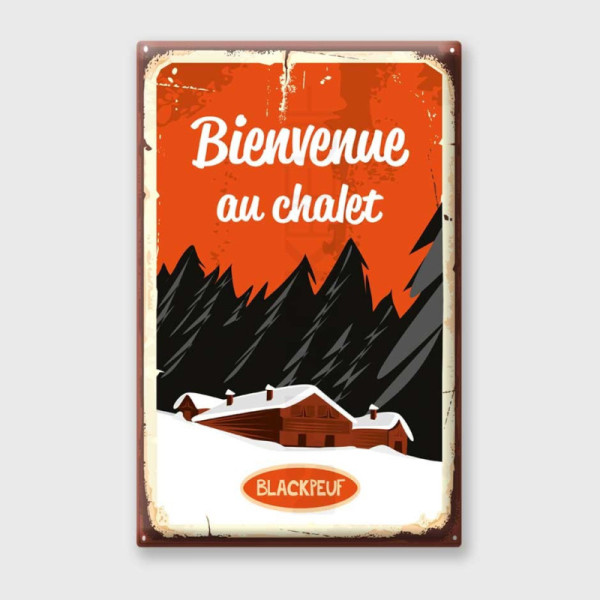 Plaque Métal Vintage BIENVENUE BLACKPEUF