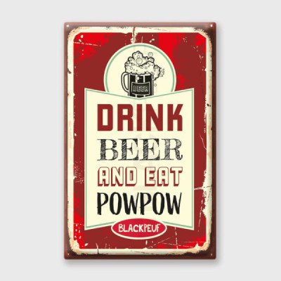 Vintage metal plate DRINK BEER BLACKPEUF Vintage metal plate DRINK BEER BLACKPEUF