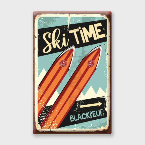 Vintage metal plate SKI TIME BLACKPEUF