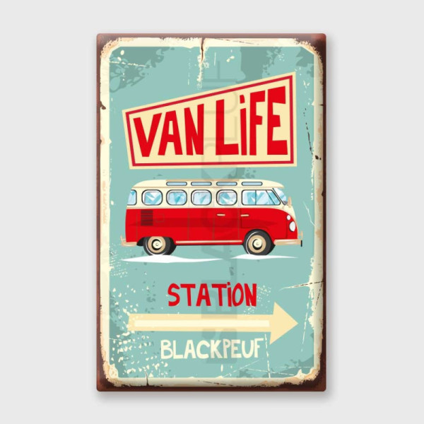 Plaque Métal Vintage VAN LIFE BLACKPEUF